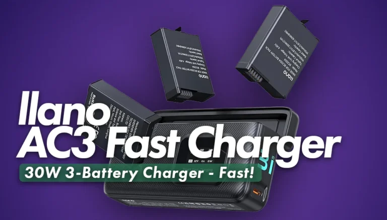 Llano AC3 30W Fast Charging Case: a compact battery charger for action camera users.